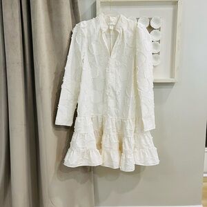 H&M White Textured Mini Dress